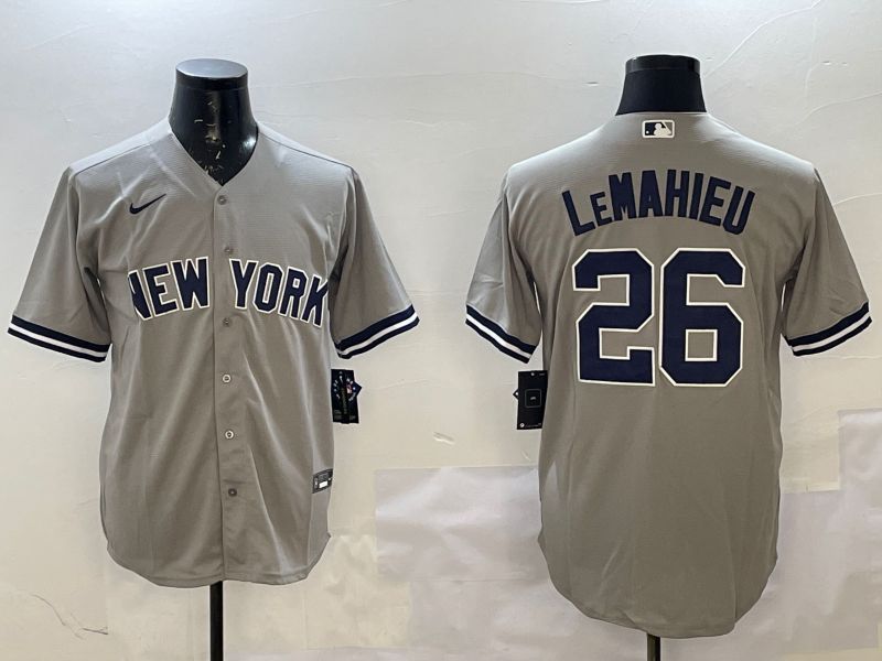 Men New York Yankees #26 Lemahieu Grey Game 2025 Nike MLB Jersey style 1->new york yankees->MLB Jersey